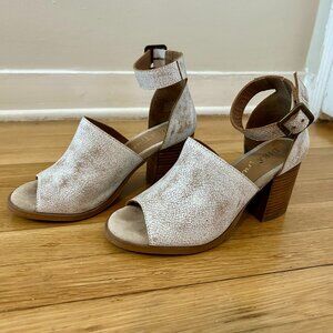 Diba True white leather heeled sandals